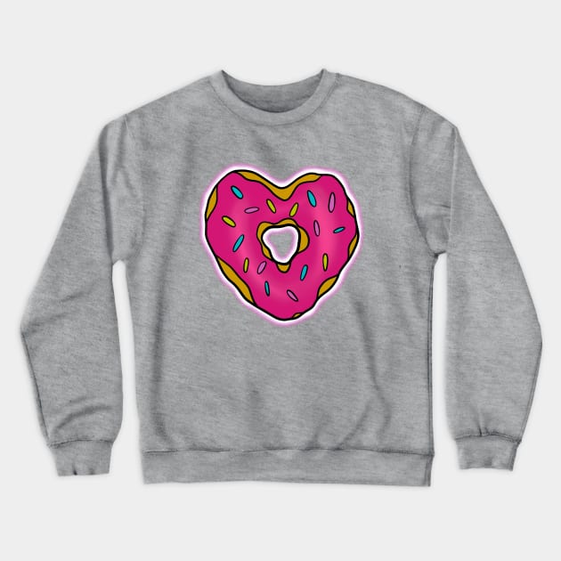 Pink Heart Donut print Crewneck Sweatshirt by Inkoholic